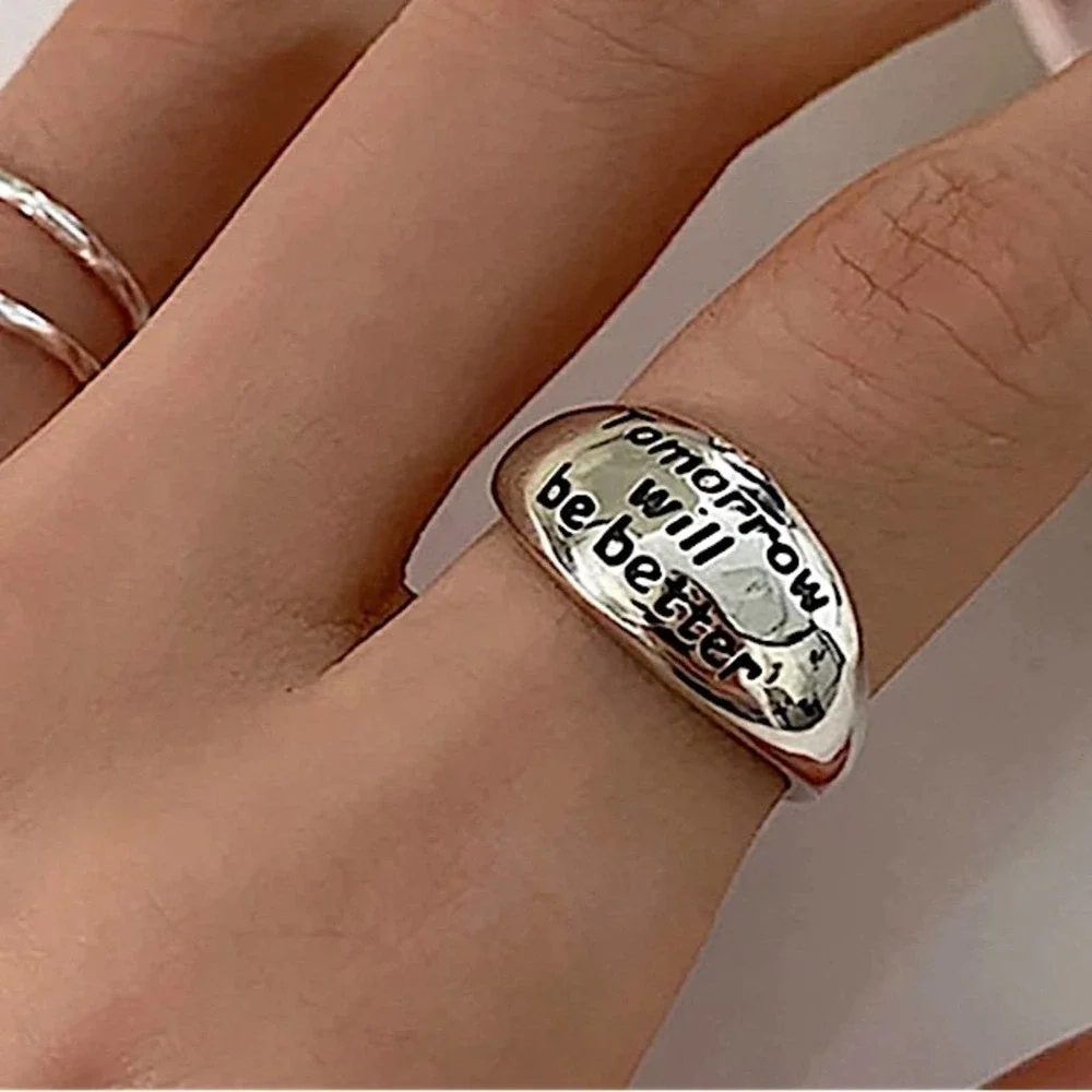 Inspirational Inscription Tomorrow Will Be Better Sterling Silver Ring